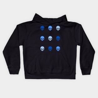 50 shades of blue skulls Kids Hoodie